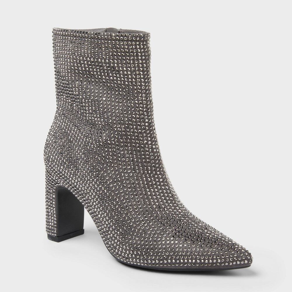 A New Day Womens Gloria Rhinestones Boots - Silver 8 NWT
